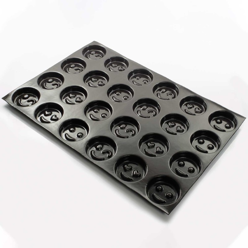 Demarle Smiley Silicone Mould 24 Cavities Flexipan 600x400 Demarle Smiley Silicone Mould 24 Cavities Flexipan 600x400